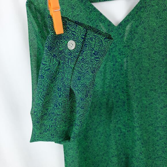 CAbi Bountiful Long Sleeve Emerald Green Sheer Blouse, Small - Picture 7 of 16